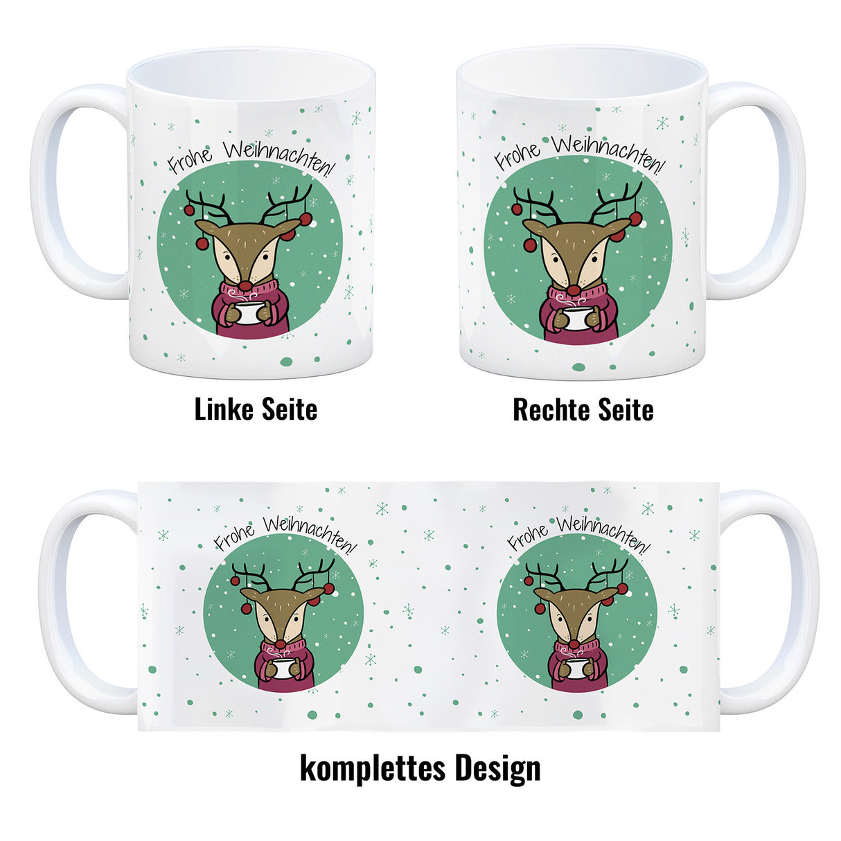 Frohe Weihnachten Kaffeebecher mit süßem Rentier