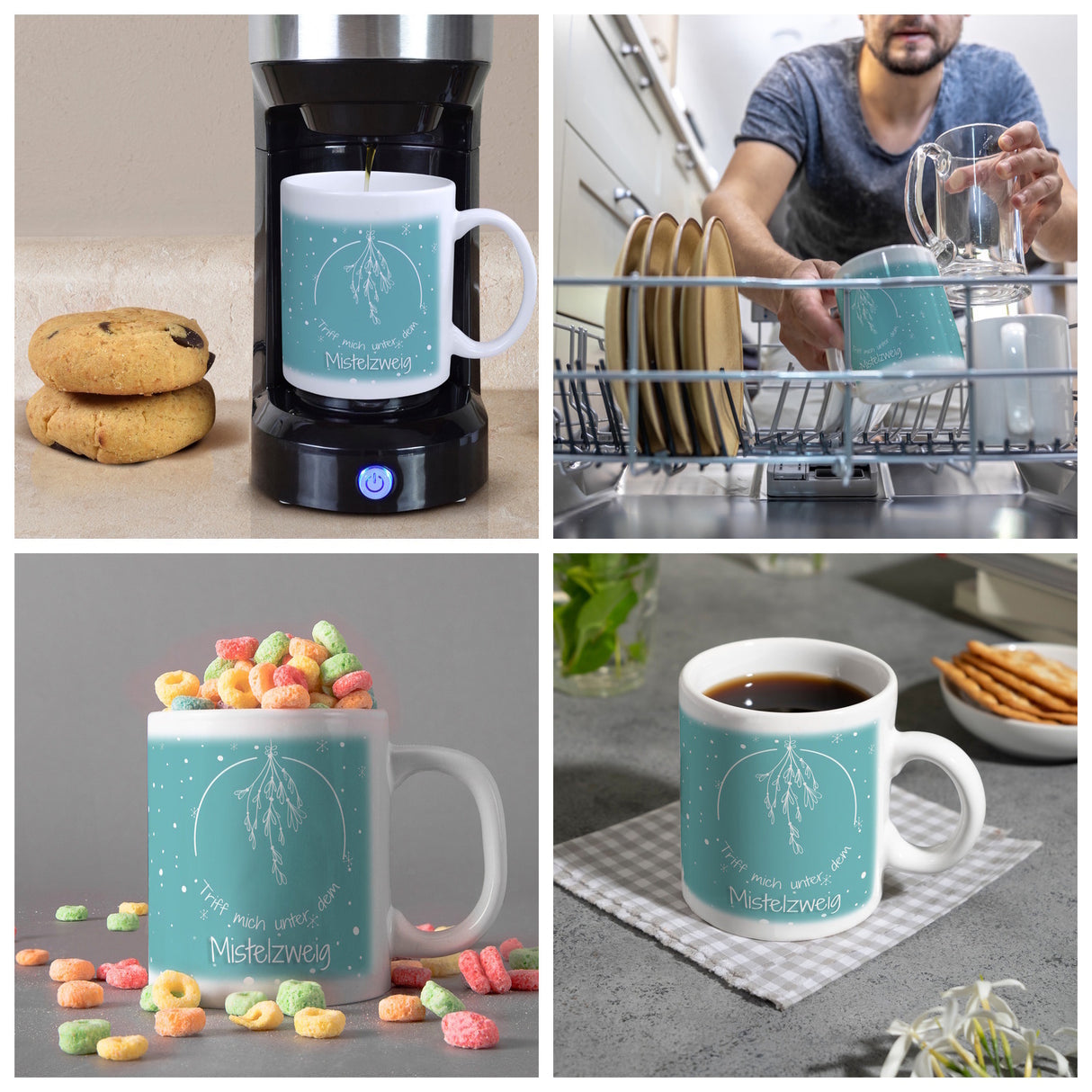 Triff mich unter dem Mistelzweig Weihnachten Kaffeebecher