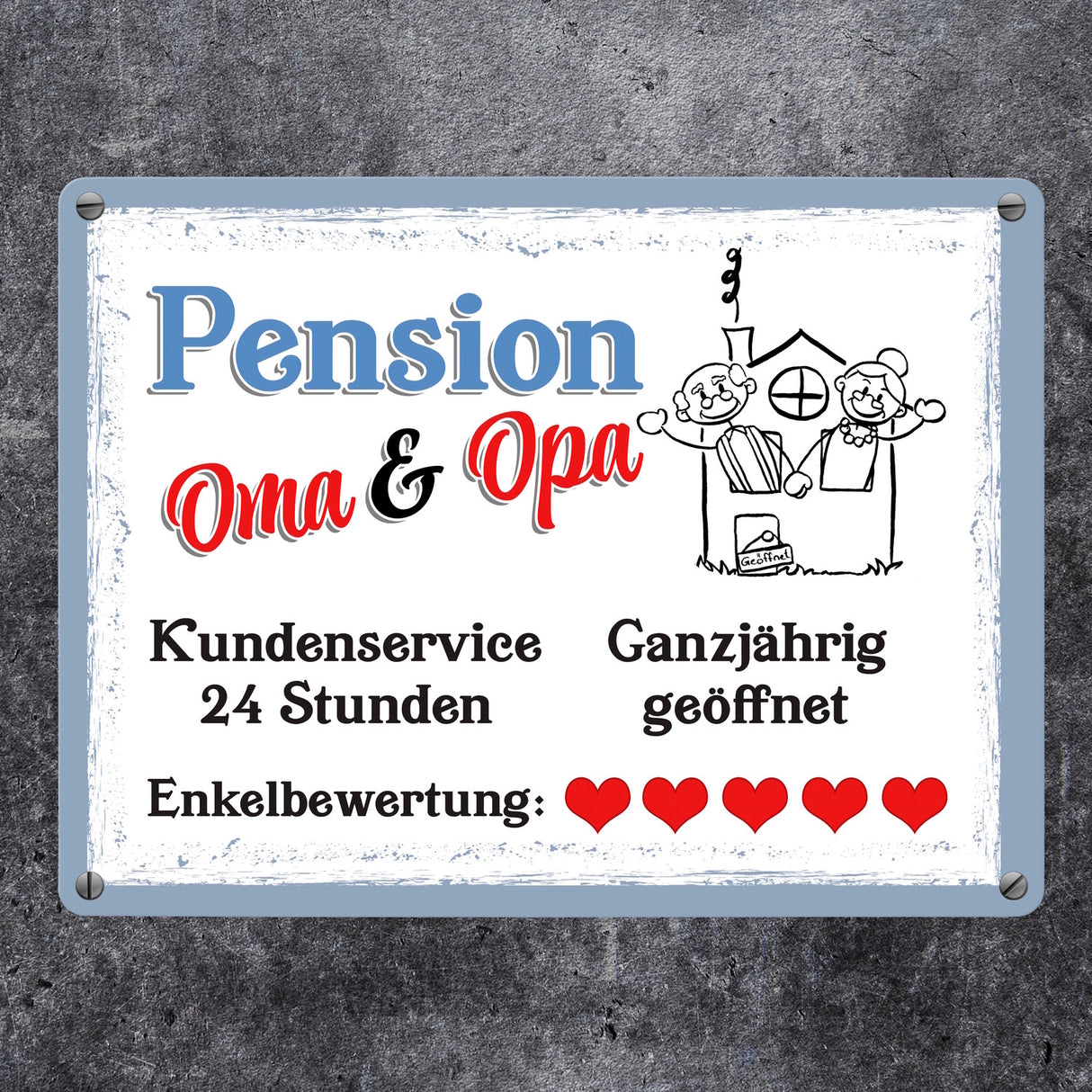 Pension Oma und Opa Metallschild