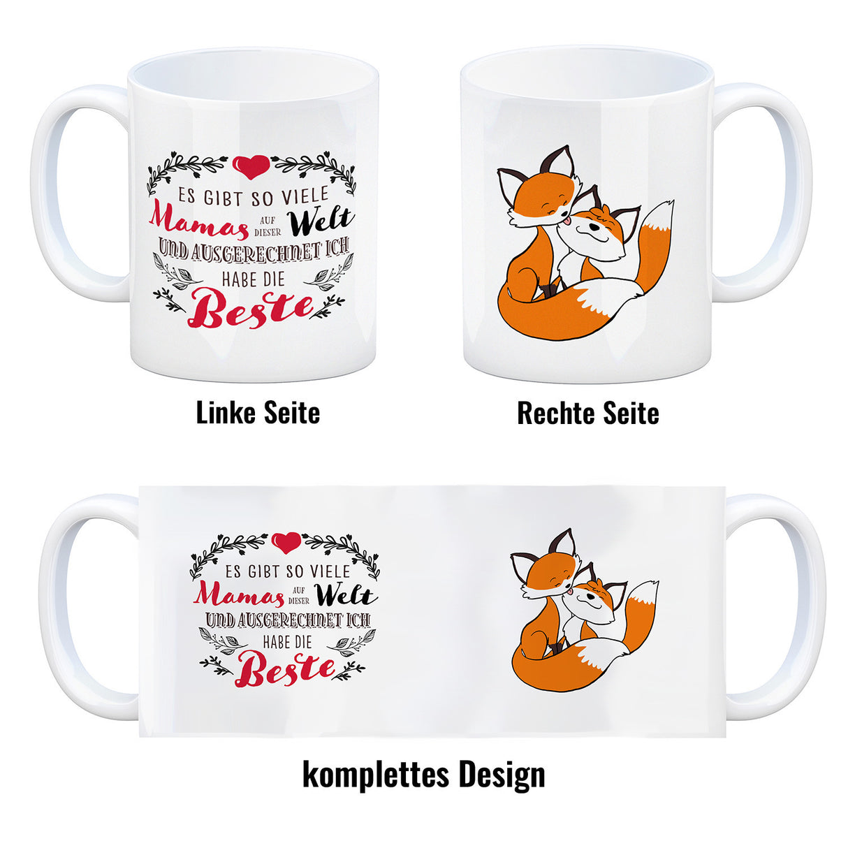 Beste Mama der Welt Kaffeebecher mit Füchsen