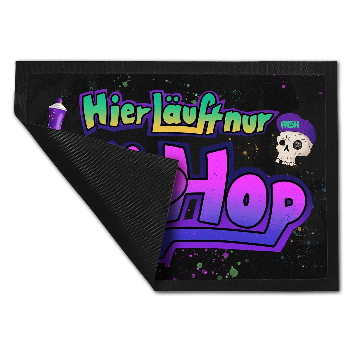 Graffitimotiv Fußmatte mit Spruch - Hier läuft nur Hip-Hop