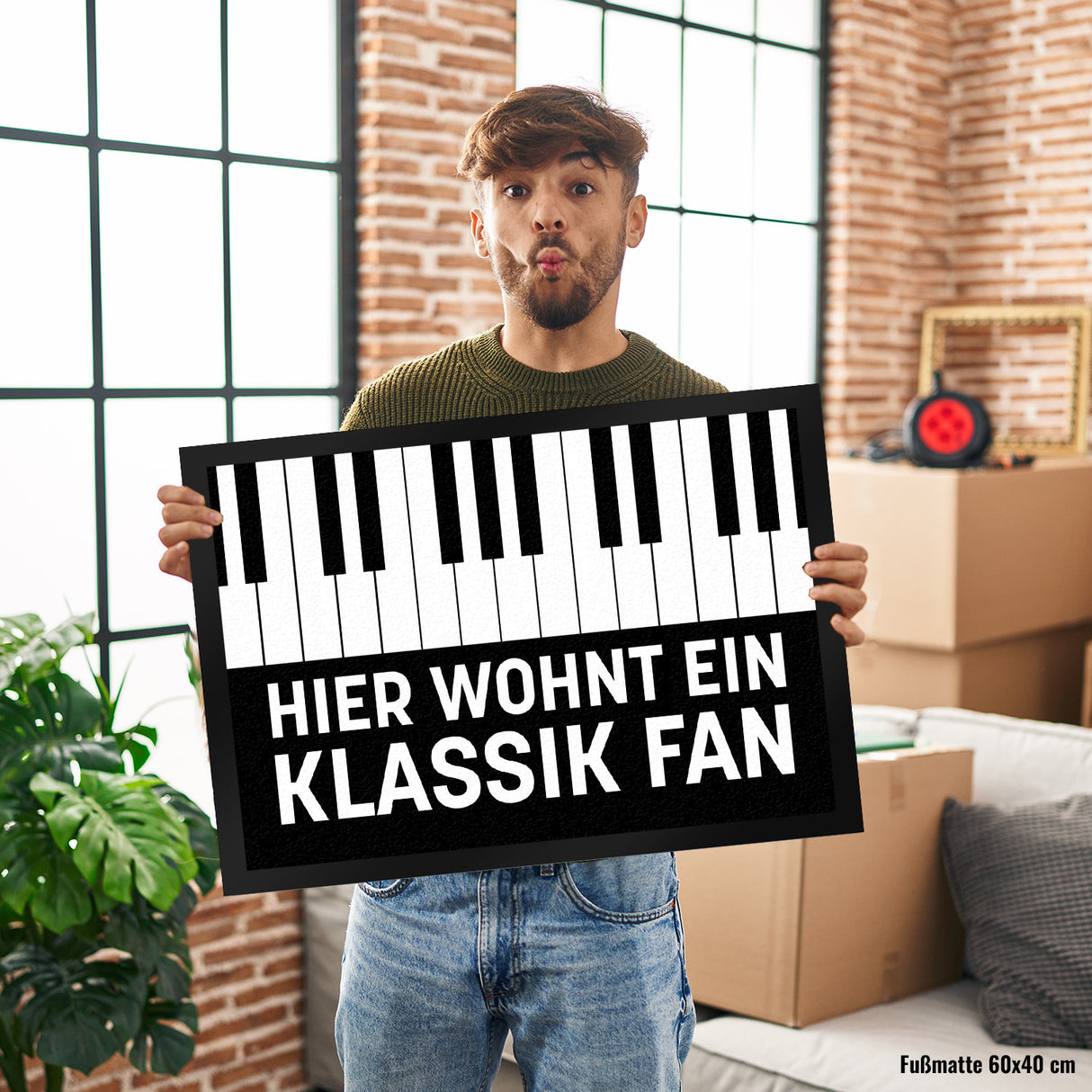 Hier wohnt ein Klassik Fan Fußmatte mit Klavier Motiv
