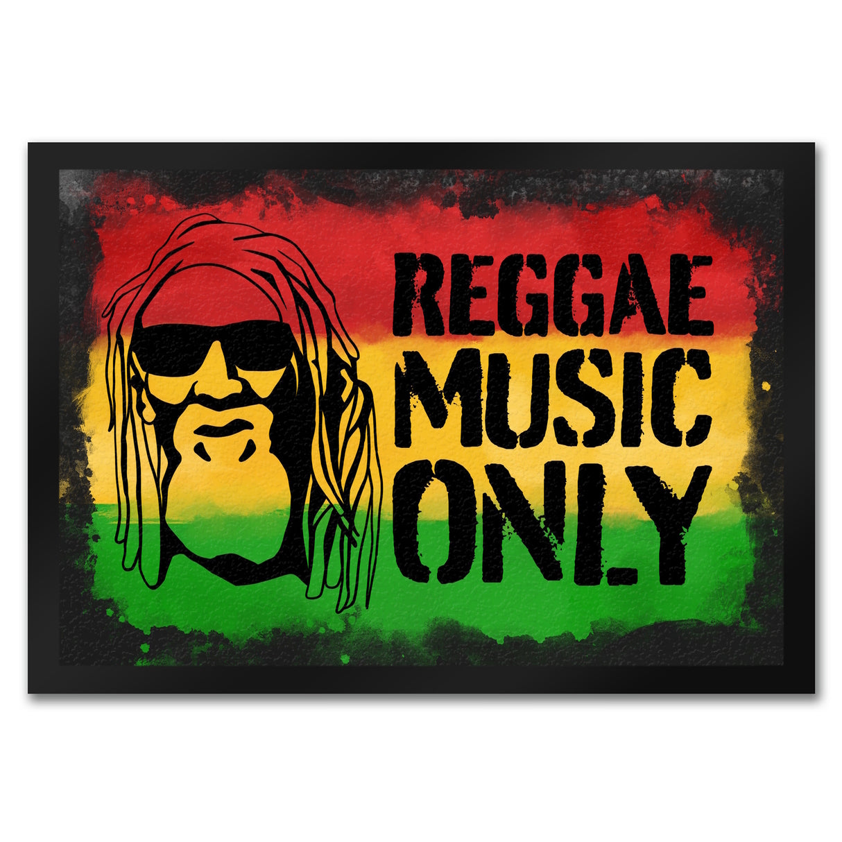 Reggae Music Only Fußmatte für Reggae Fans mit Rastafari Gesicht