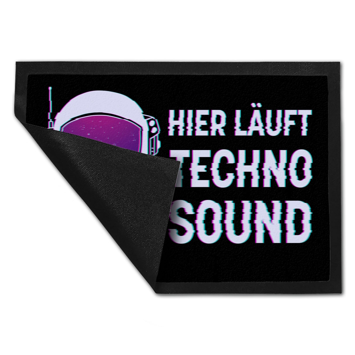 Hier läuft Techno Sound Fußmatte mit Astronautenhelm für Raver