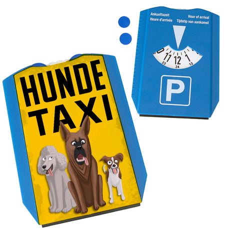 Hundetaxi für Hundebesitzer Parkscheibe mit Eiskratzer und 2 Einkaufswagenchips