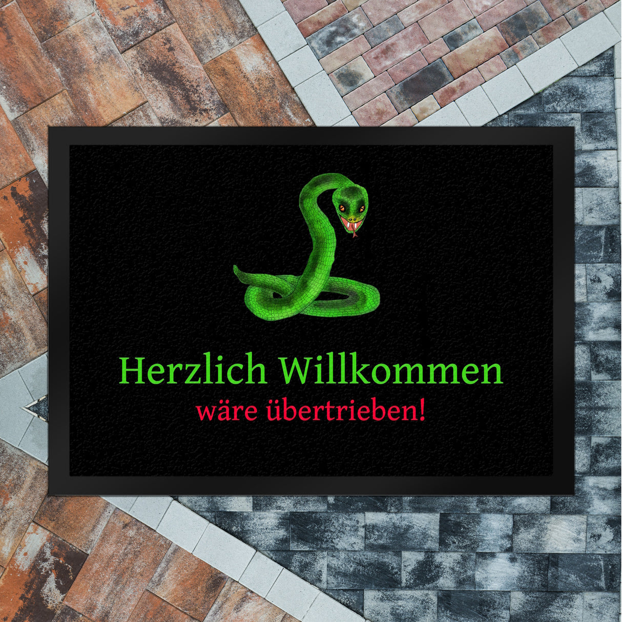 Herzlich Willkommen wäre übertrieben Fußmatte mit Schlange