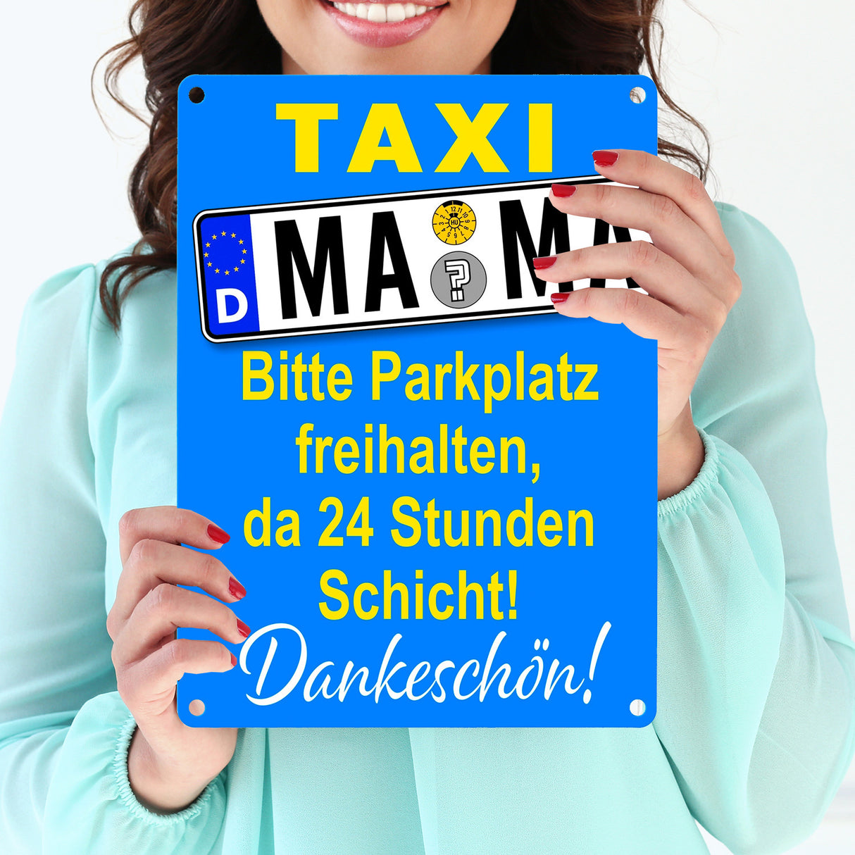 Taxi Mama Metallschild -Gelb zum Thema Mutter sein