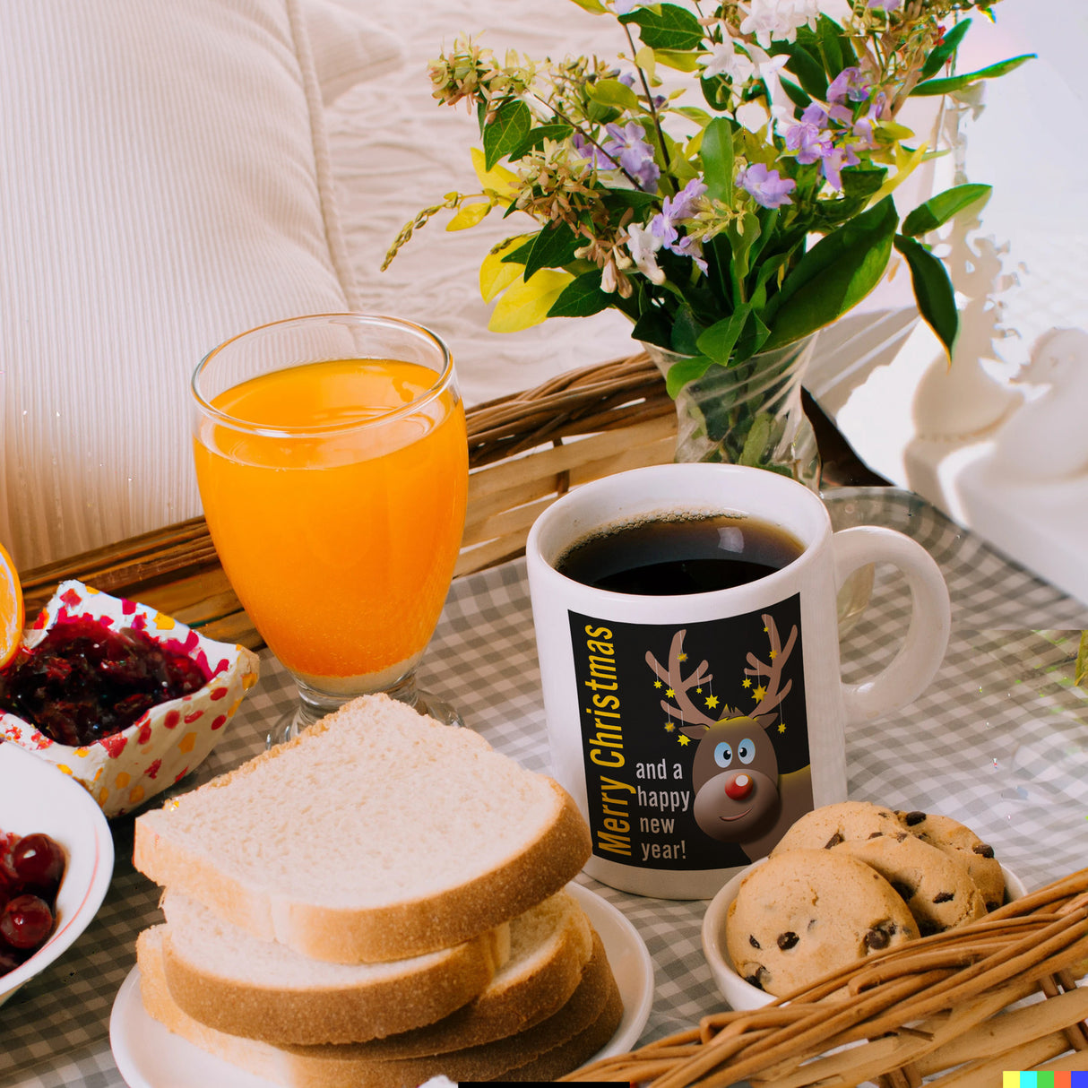 Rentier Motiv und Spruch Kaffeebecher zum Thema Weihnachten