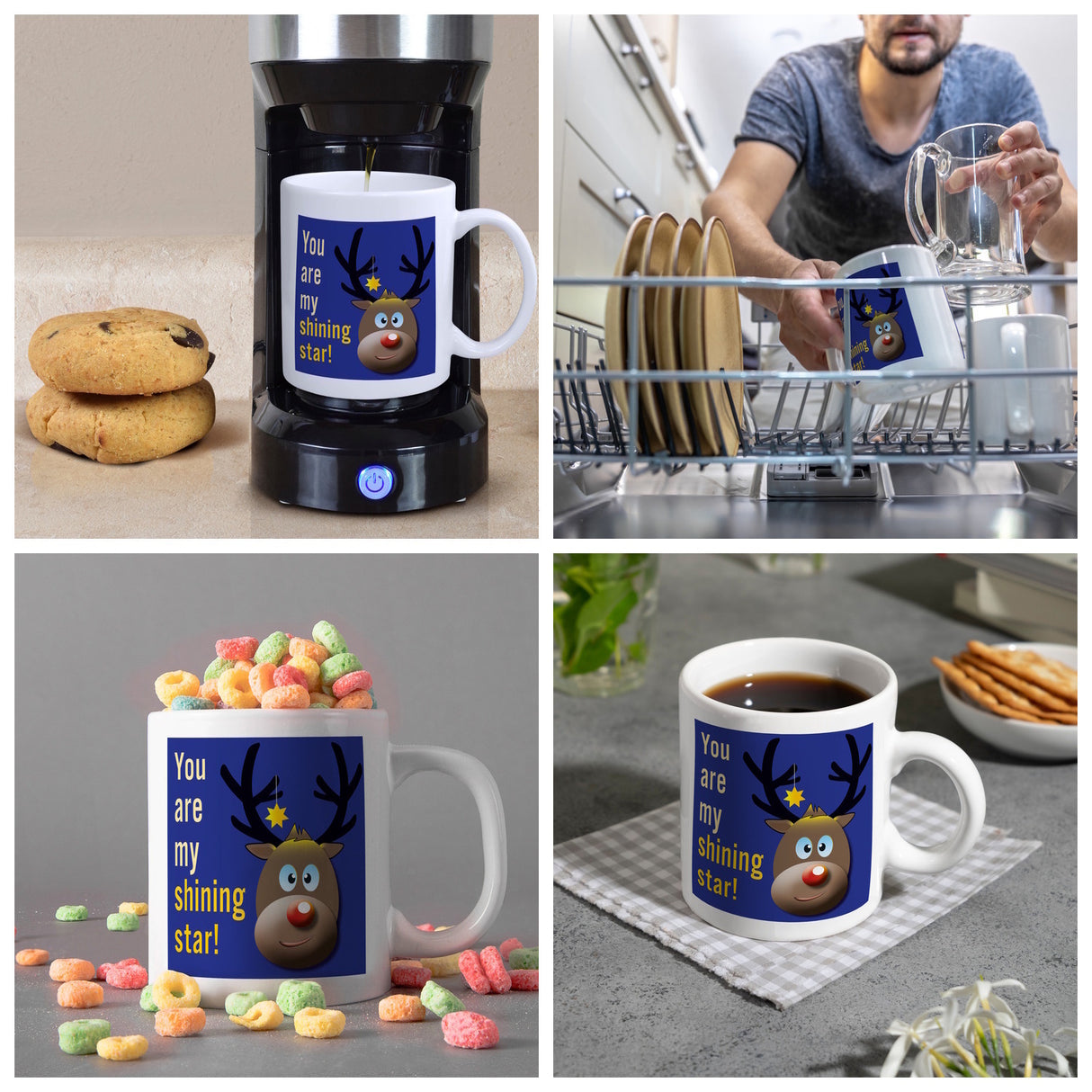 Weihnachten Kaffeebecher mit Rentier Motiv