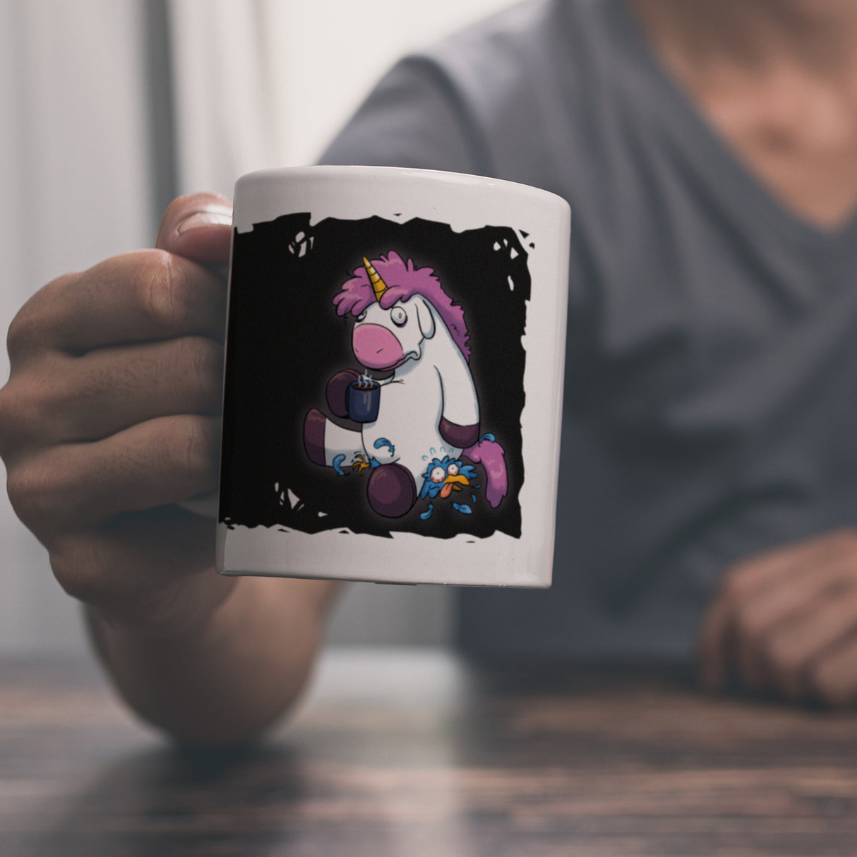 Der frühe Vogel kann mich mal Kaffeebecher mit lustigem Einhorn
