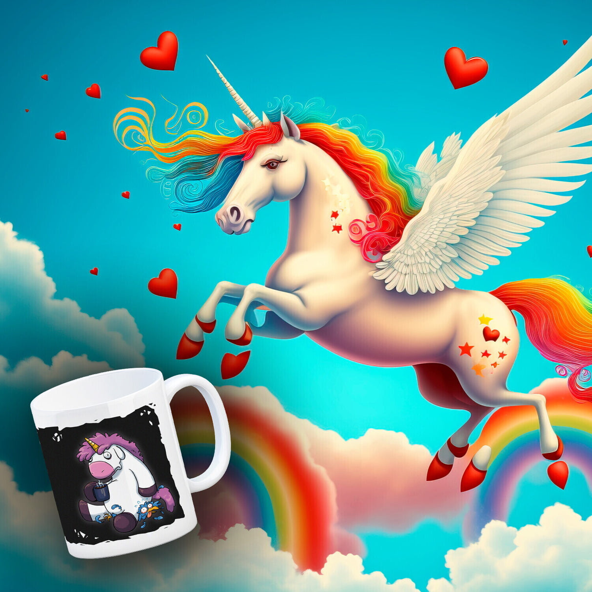 Der frühe Vogel kann mich mal Kaffeebecher mit lustigem Einhorn