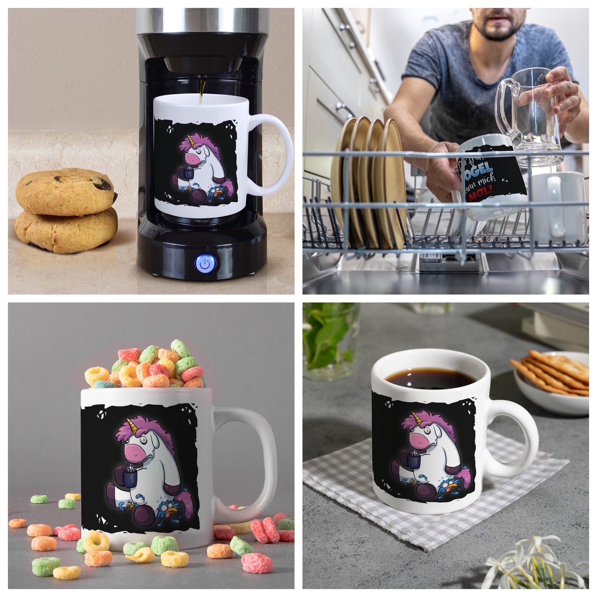 Der frühe Vogel kann mich mal Kaffeebecher mit lustigem Einhorn