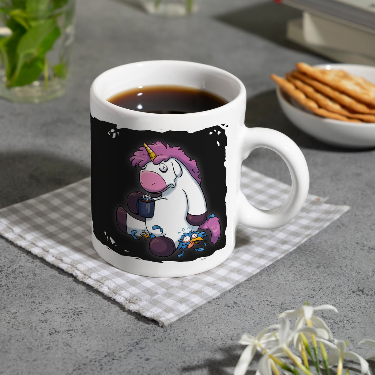 Der frühe Vogel kann mich mal Kaffeebecher mit lustigem Einhorn