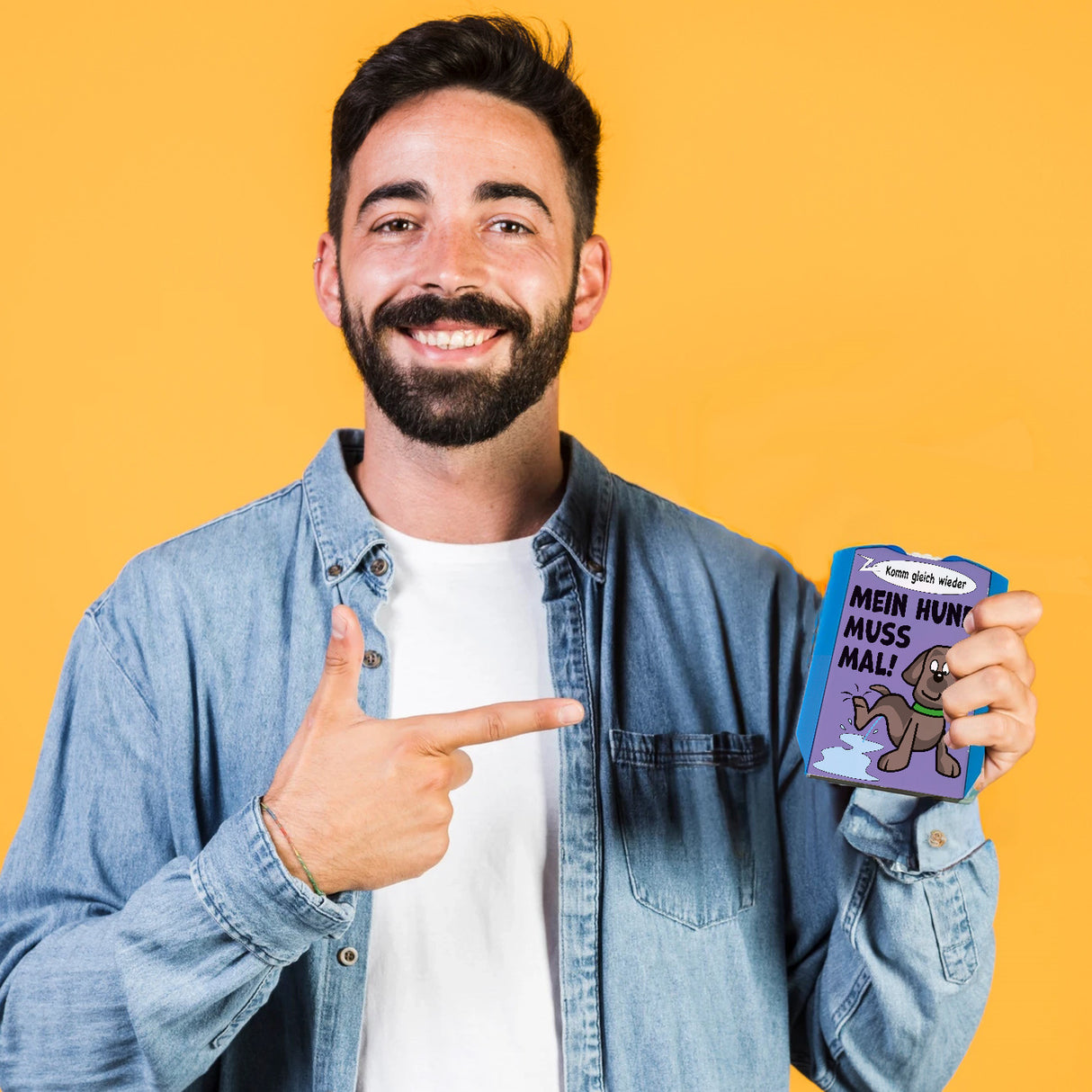 Hund muss mal! Parkscheibe in lila mit 2 Einkaufswagenchips