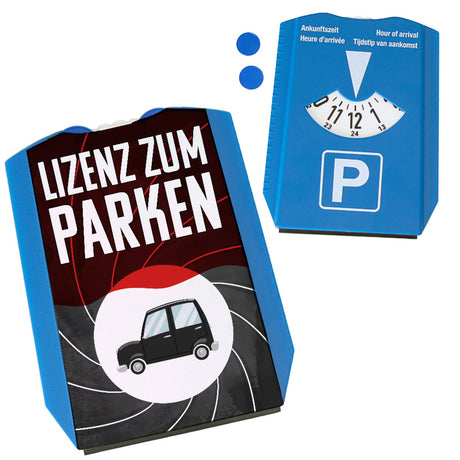 Lizenz zum Parken Geheimagent Parkscheibe mit 2 Einkaufswagenchips