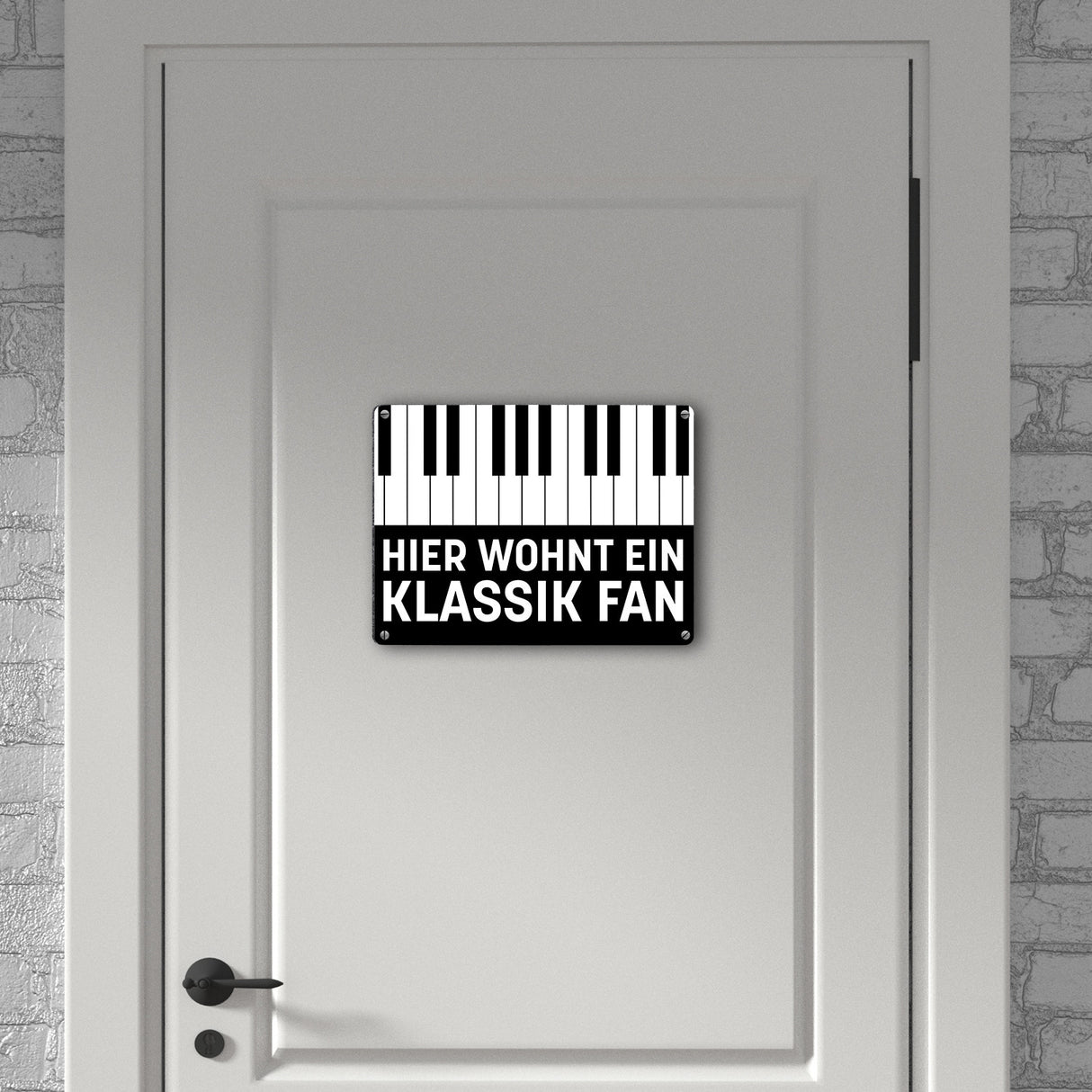 Hier wohnt ein Klassik Fan Metallschild mit Klavier Design