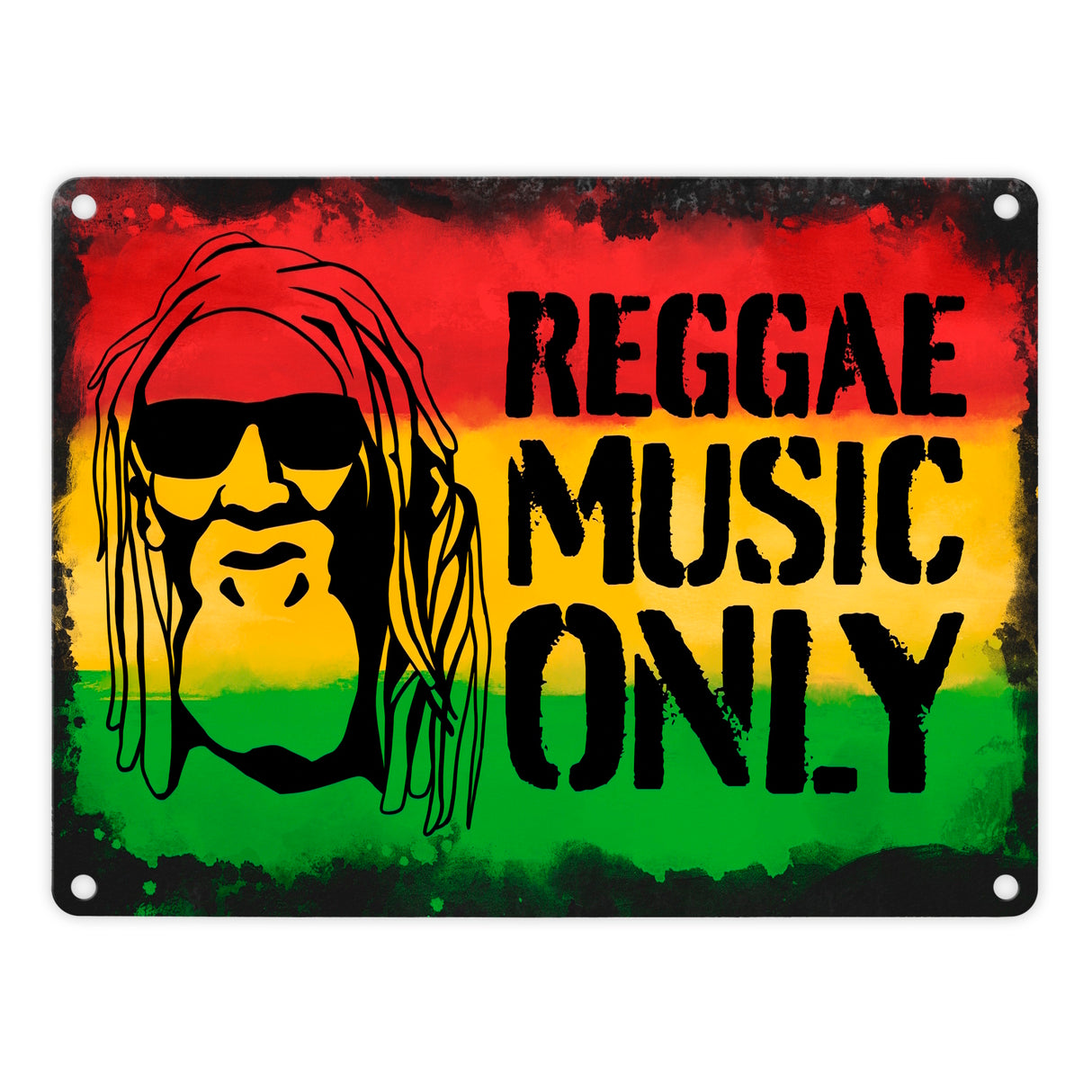 Reggae Music Only Metallschild mit Rastafarigesicht