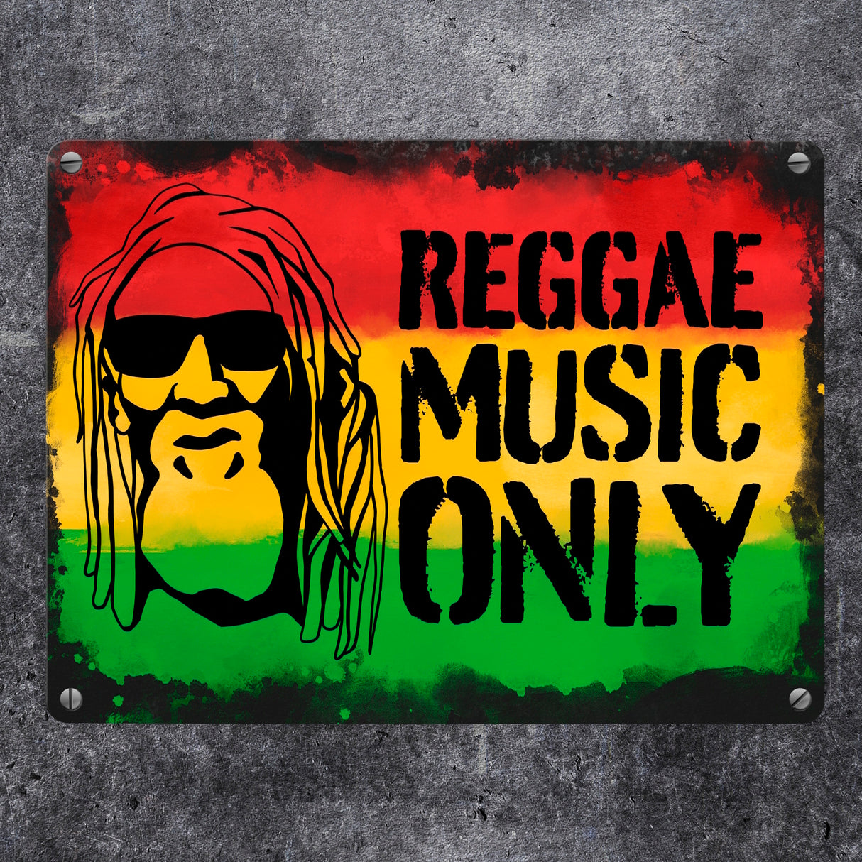 Reggae Music Only Metallschild mit Rastafarigesicht