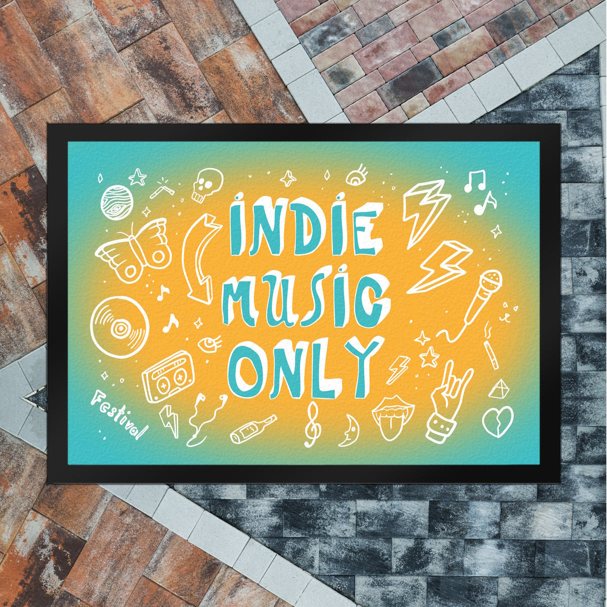 Indie Music Only Fußmatte für Indiefans und Festivalgänger