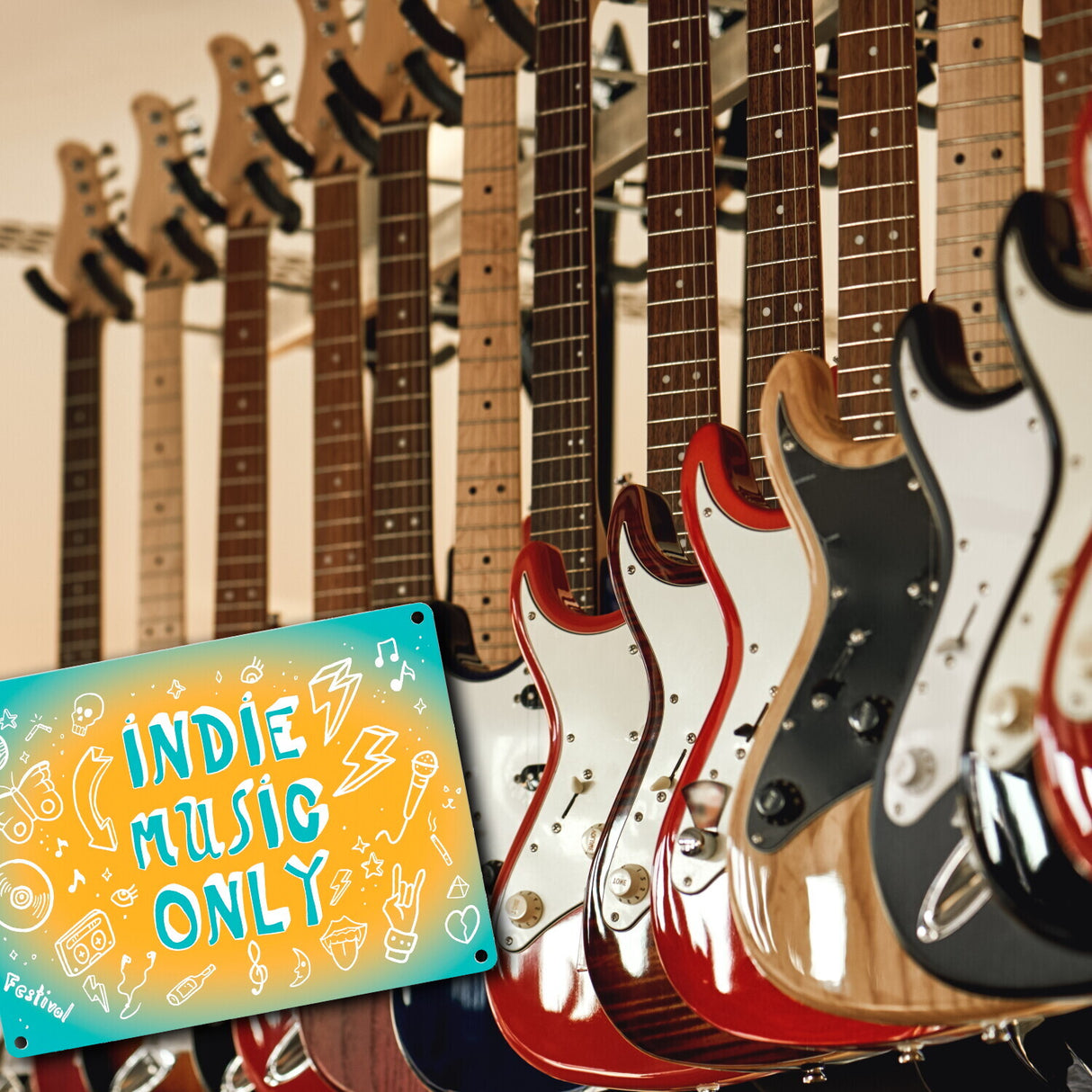 Indie Music Only Metallschild für Indiefans und Festivalgänger