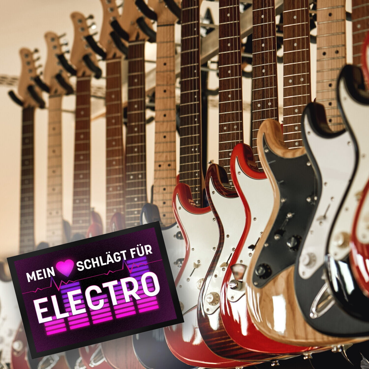 Mein Herz schlägt für Electro Fußmatte im Neondesign