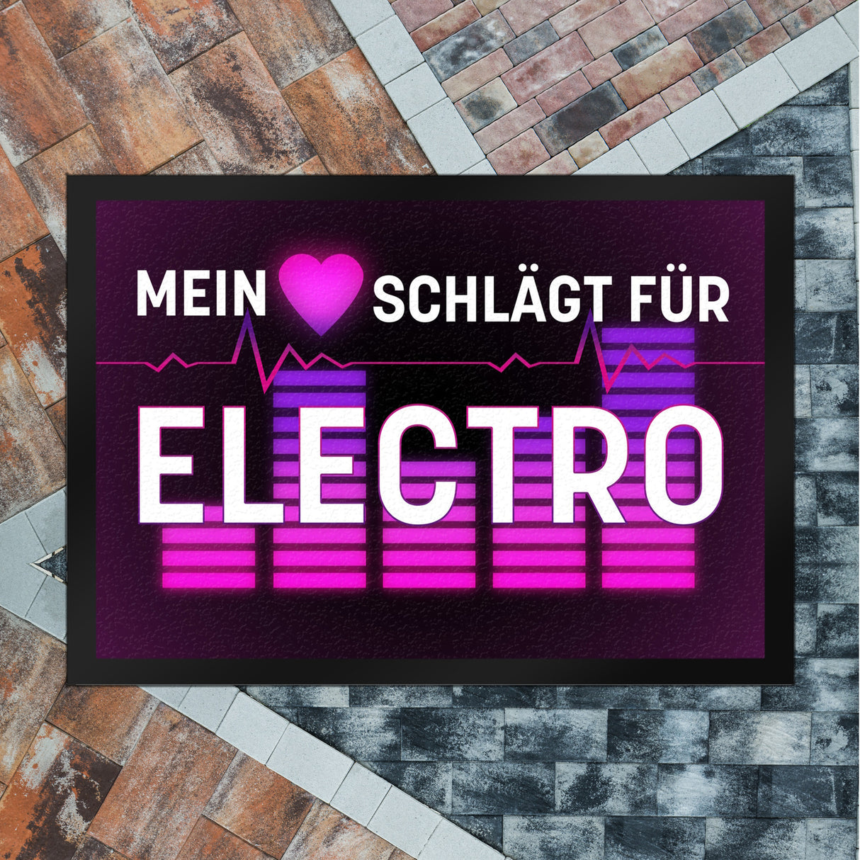 Mein Herz schlägt für Electro Fußmatte im Neondesign