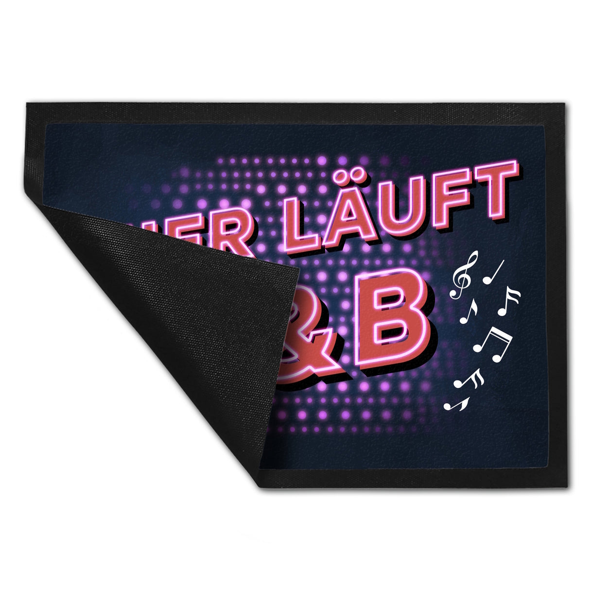 Hier läuft R&B Fußmatte mit Mikrofon und Noten im coolen Retro Look