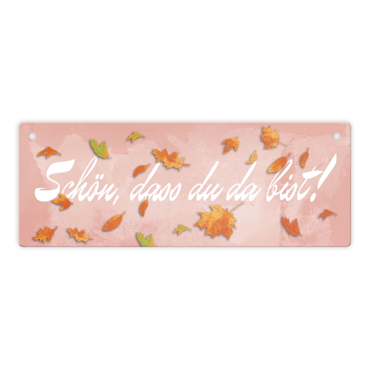 Schön, dass du da bist Metallschild mit Herbstblättern