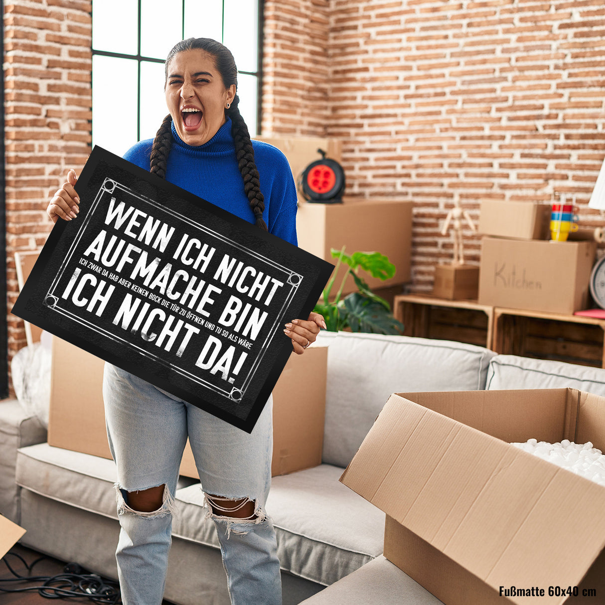 Wenn ich nicht aufmache bin ich nicht da! Fußmatte mit geheimer Botschaft