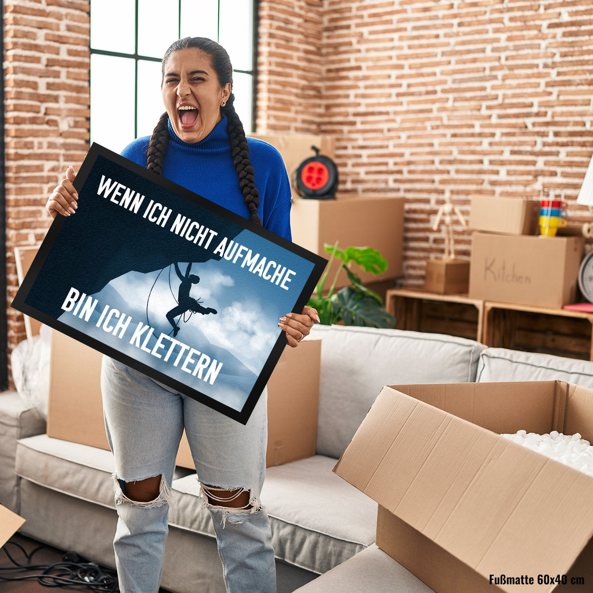 Wenn ich nicht aufmache bin ich klettern Fußmatte mit Kletterer-Motiv