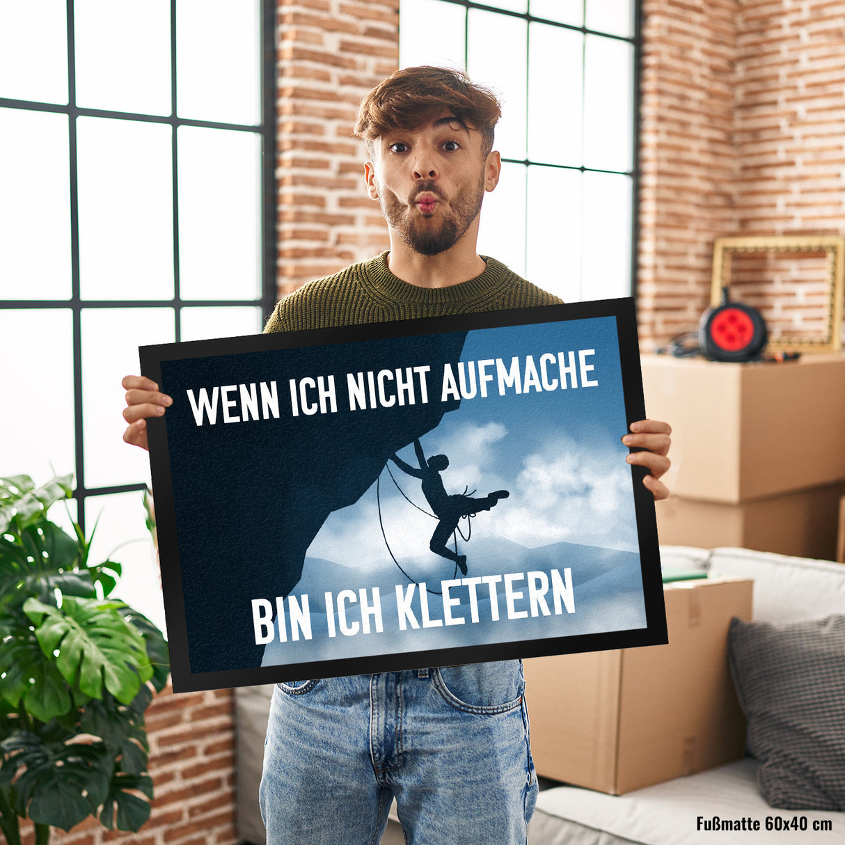 Wenn ich nicht aufmache bin ich klettern Fußmatte mit Kletterer-Motiv