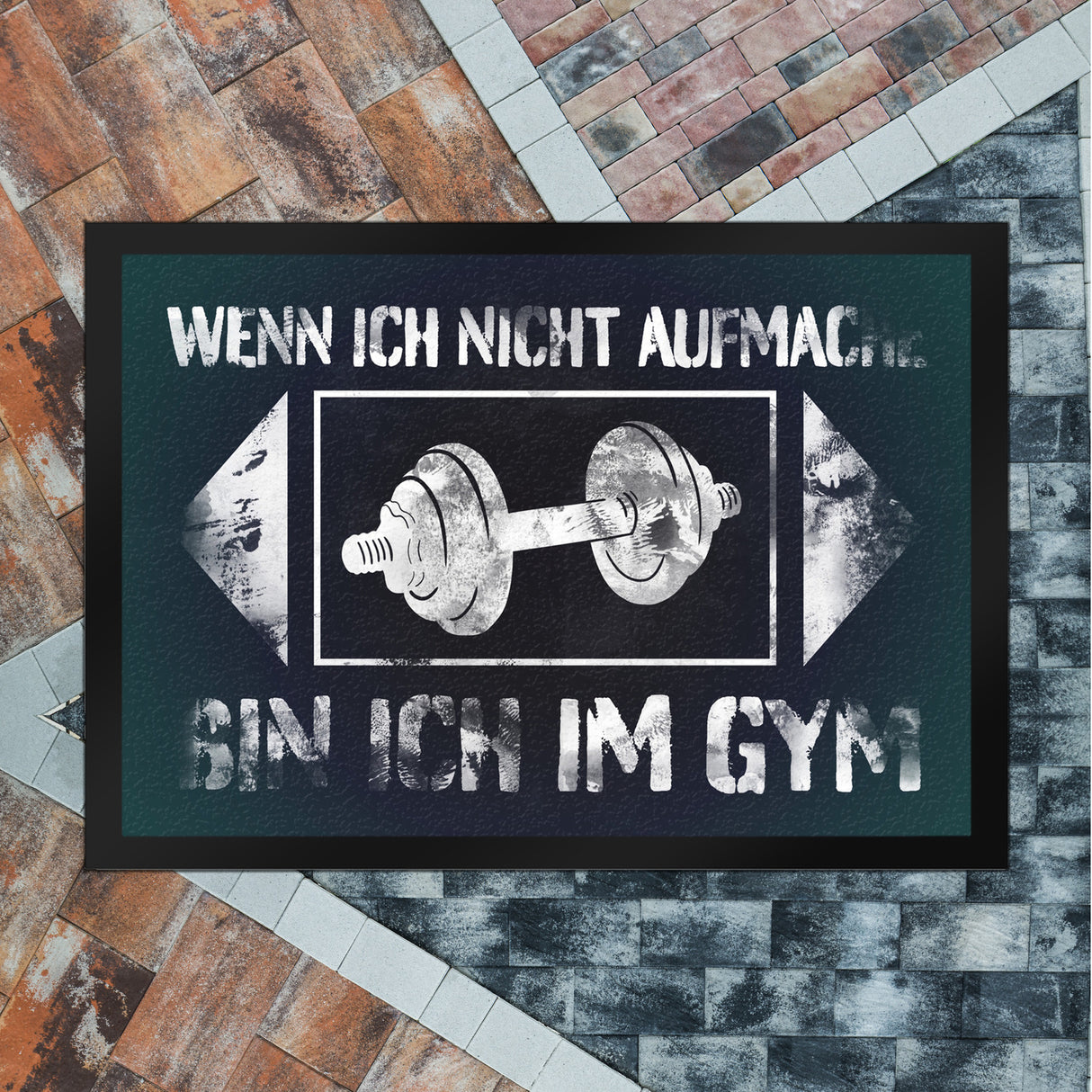 Wenn ich nicht aufmache bin ich im Gym Fußmatte mit Hantel