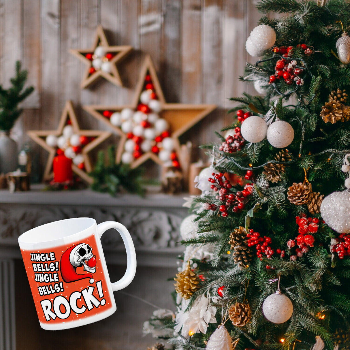 Jingle Bells Rock Weihnachten Kaffeebecher mit Totenkopf