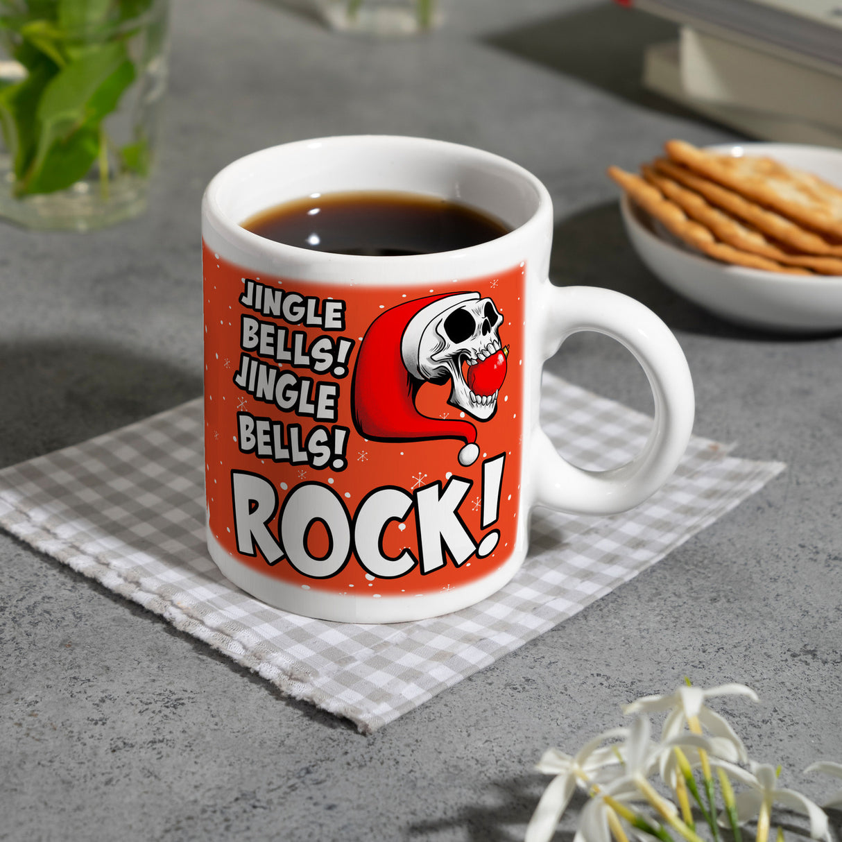 Jingle Bells Rock Weihnachten Kaffeebecher mit Totenkopf