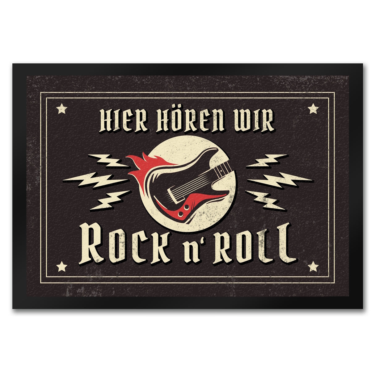 Hier hören wir Rock n' Roll Fußmatte mit Gitarren Motiv