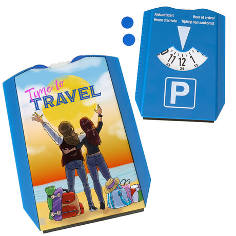 Time to travel beste Freundin Parkscheibe mit 2 Einkaufswagenchips