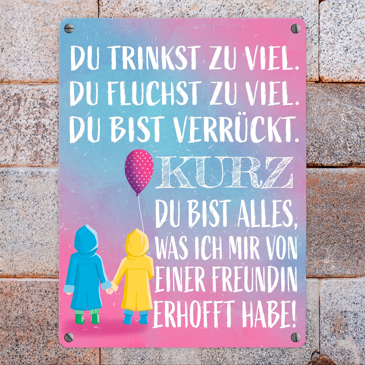 Beste Freundin Metallschild mit verrücktem Spruch