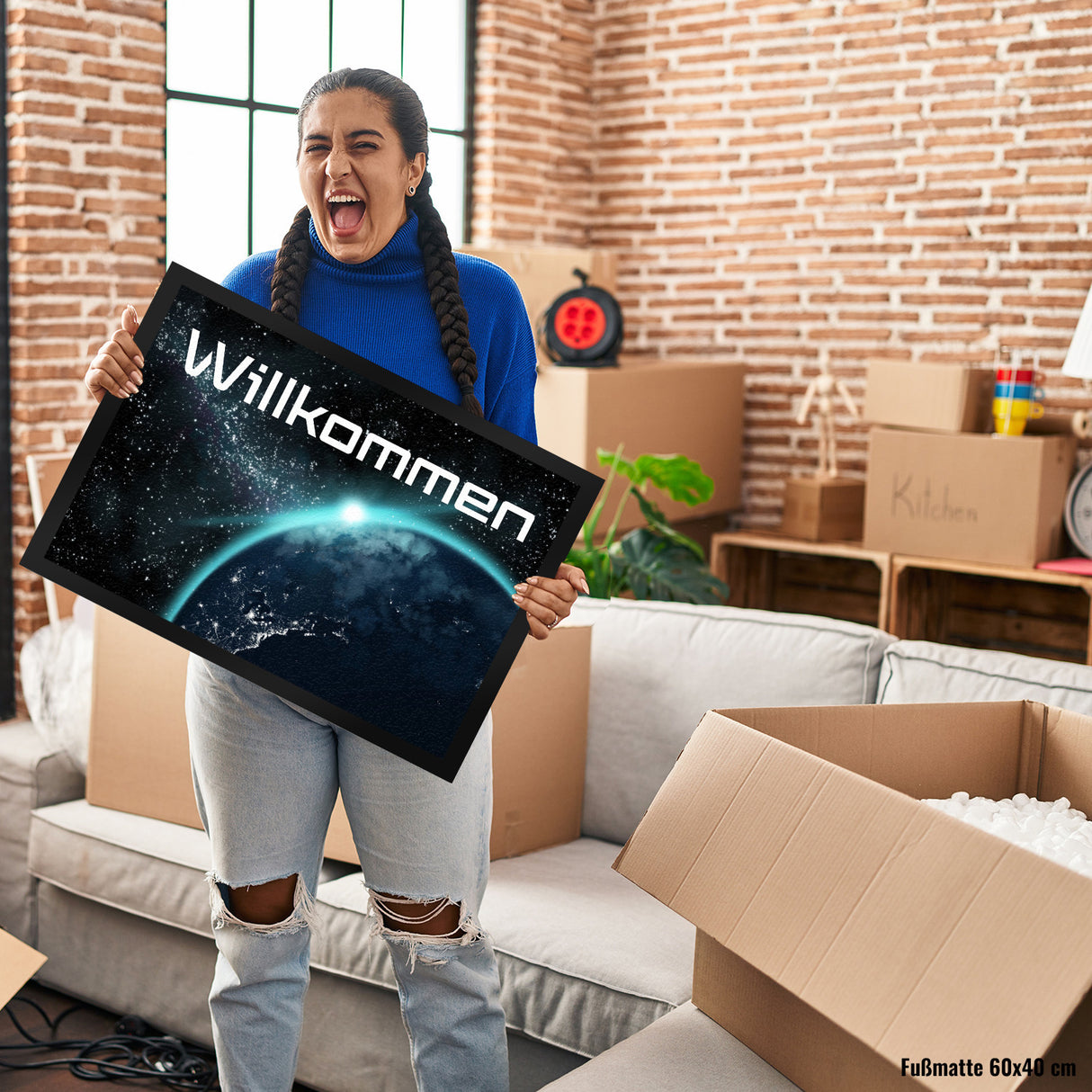 Willkommen im Weltall Fußmatte mit Weltraummotiv