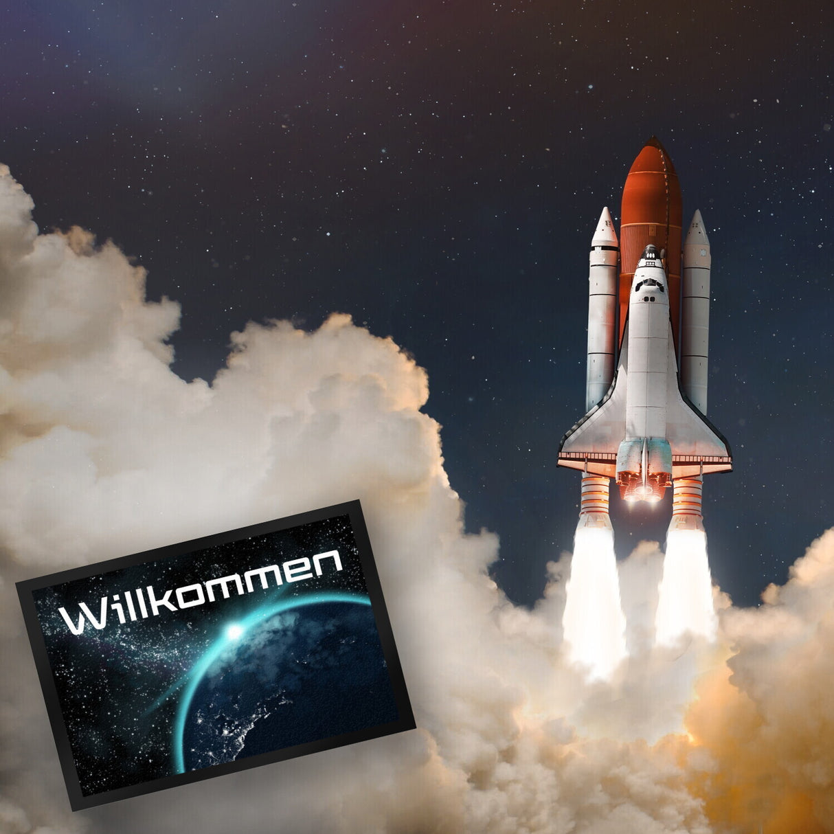 Willkommen im Weltall Fußmatte mit Weltraummotiv