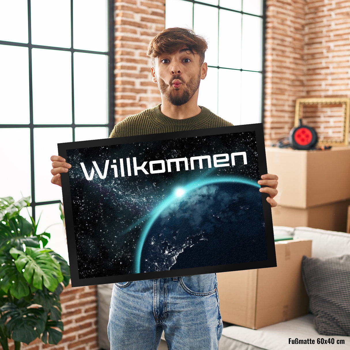 Willkommen im Weltall Fußmatte mit Weltraummotiv