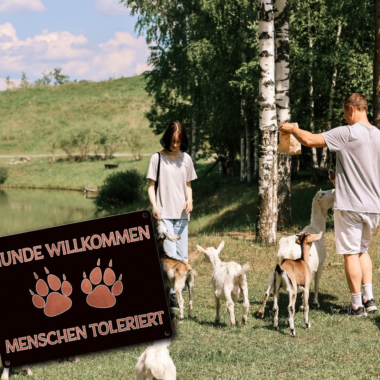 Hunde willkommen Menschen toleriert witziges Metallschild