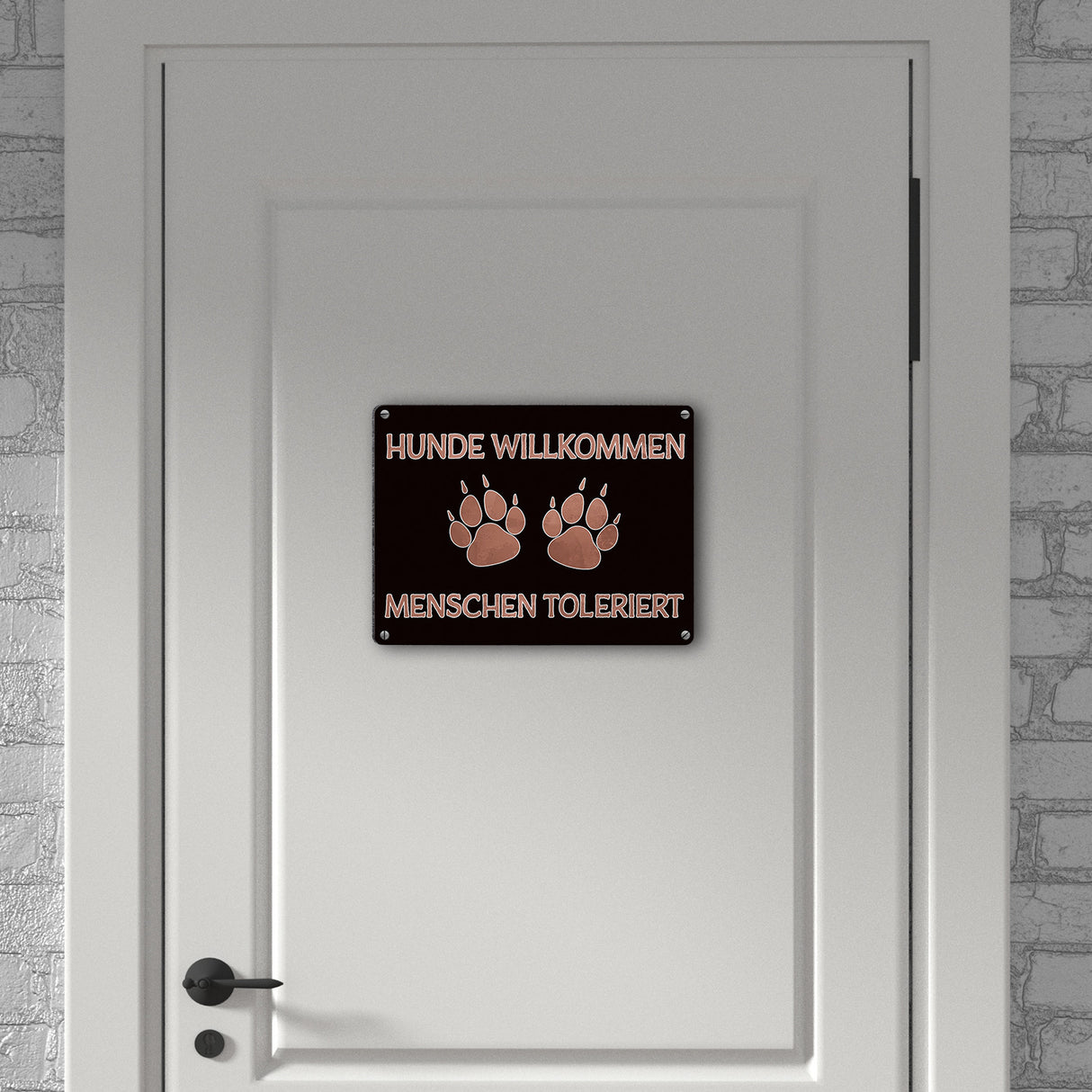 Hunde willkommen Menschen toleriert witziges Metallschild