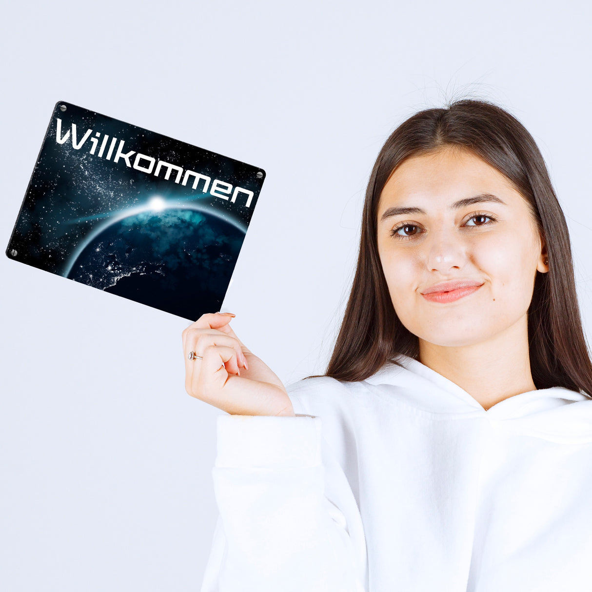 Willkommen im Weltall Metallschild mit Weltraummotiv