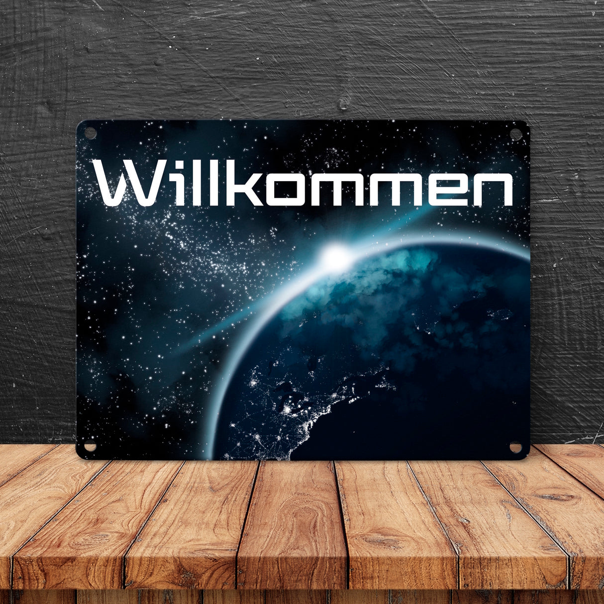 Willkommen im Weltall Metallschild mit Weltraummotiv