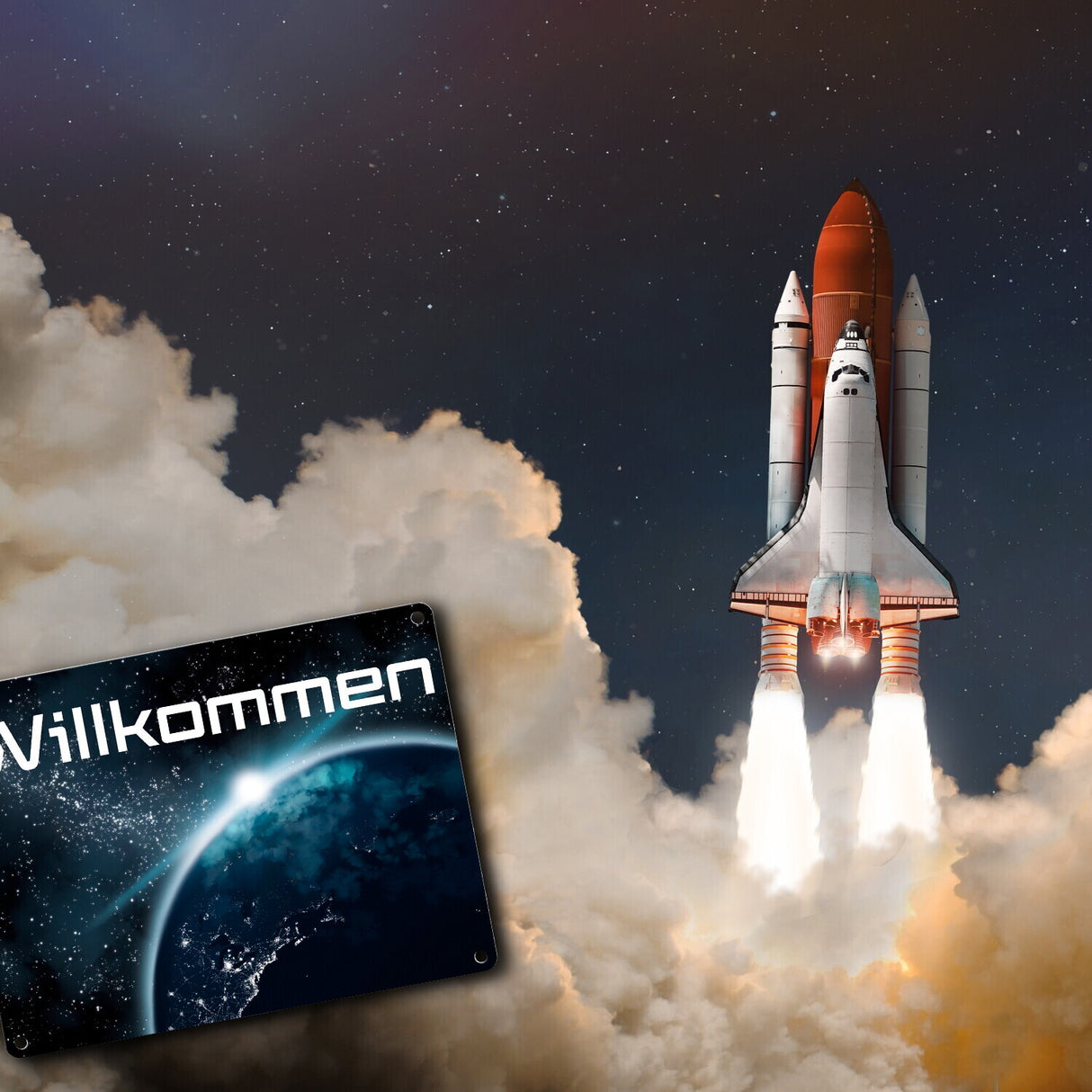 Willkommen im Weltall Metallschild mit Weltraummotiv