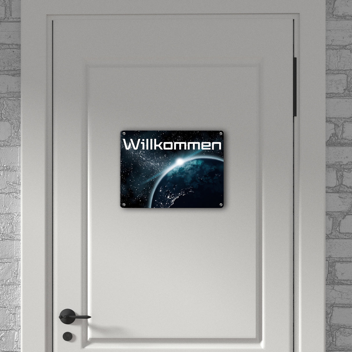 Willkommen im Weltall Metallschild mit Weltraummotiv