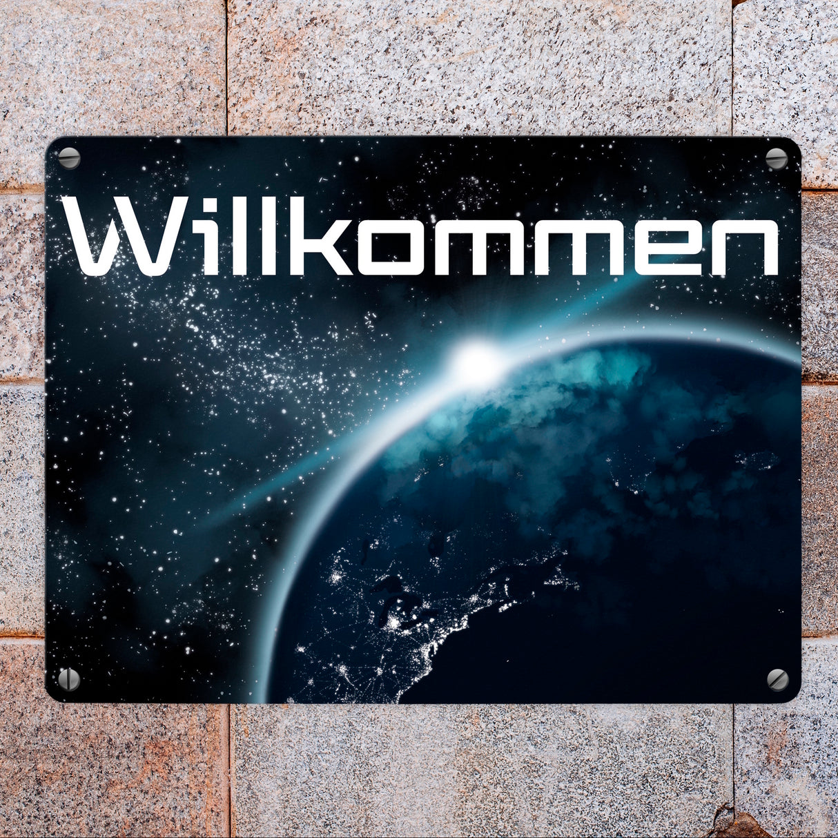 Willkommen im Weltall Metallschild mit Weltraummotiv