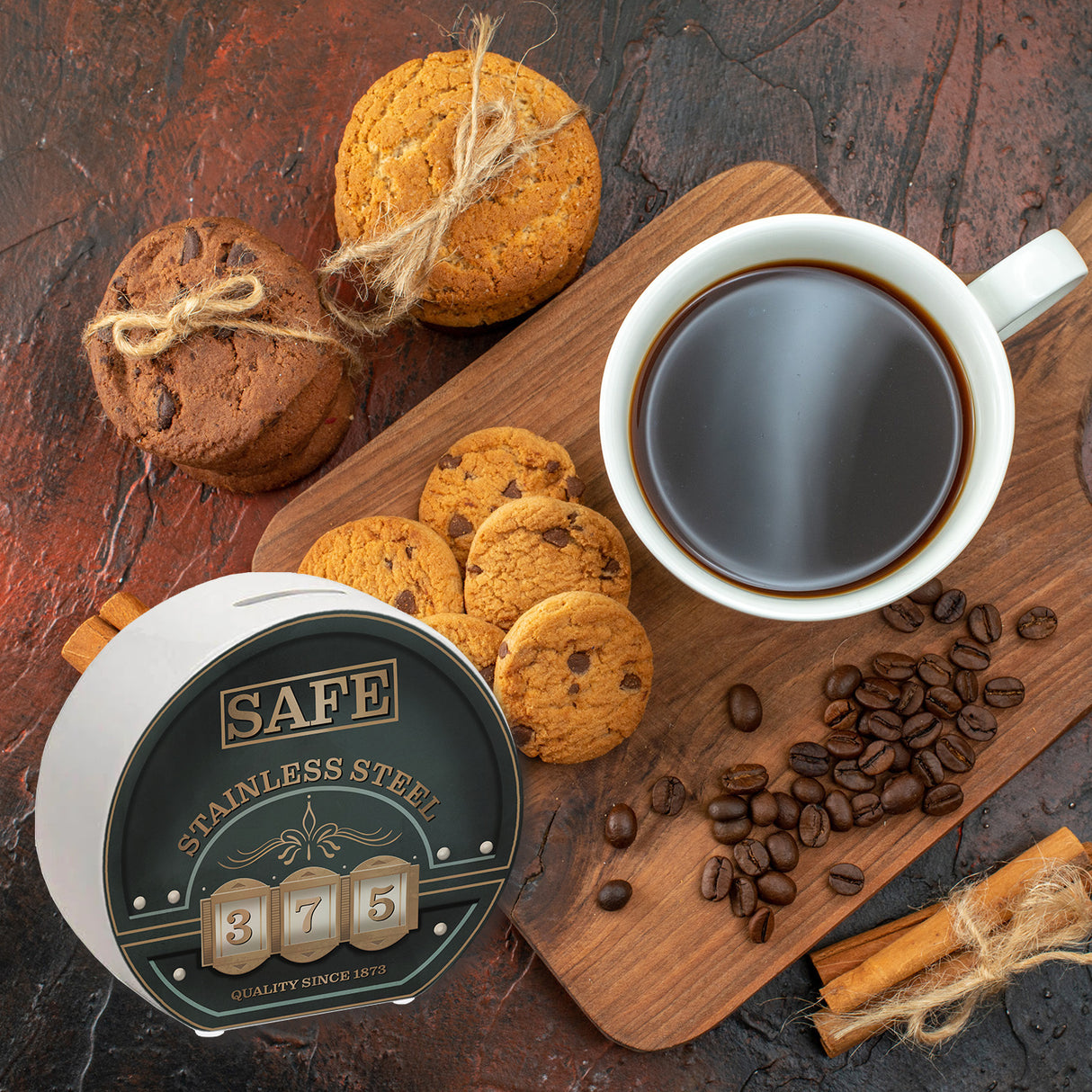 Retro Safe Spardose in Tresor Optik