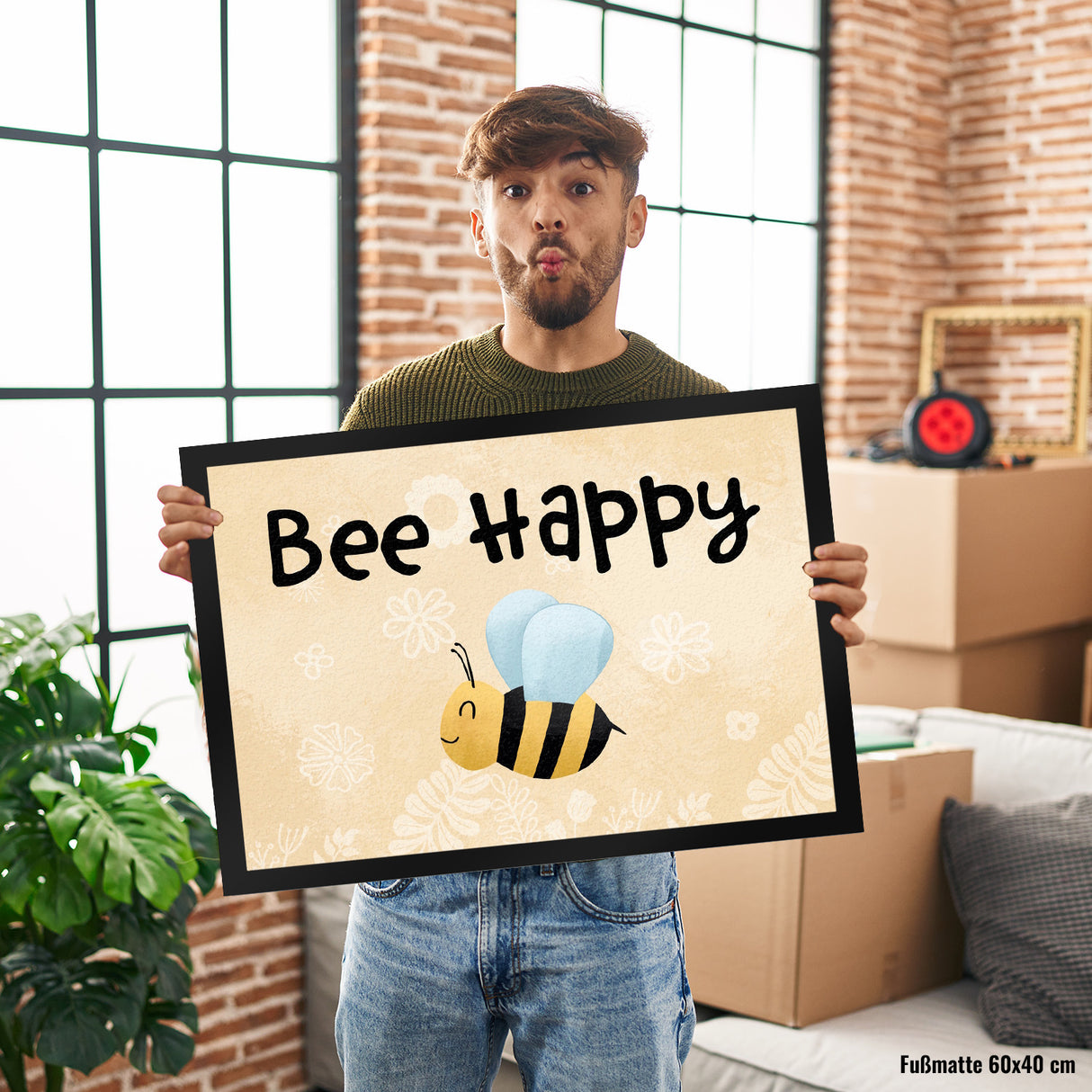 Bee Happy lustige Fußmatte mit glücklicher Biene
