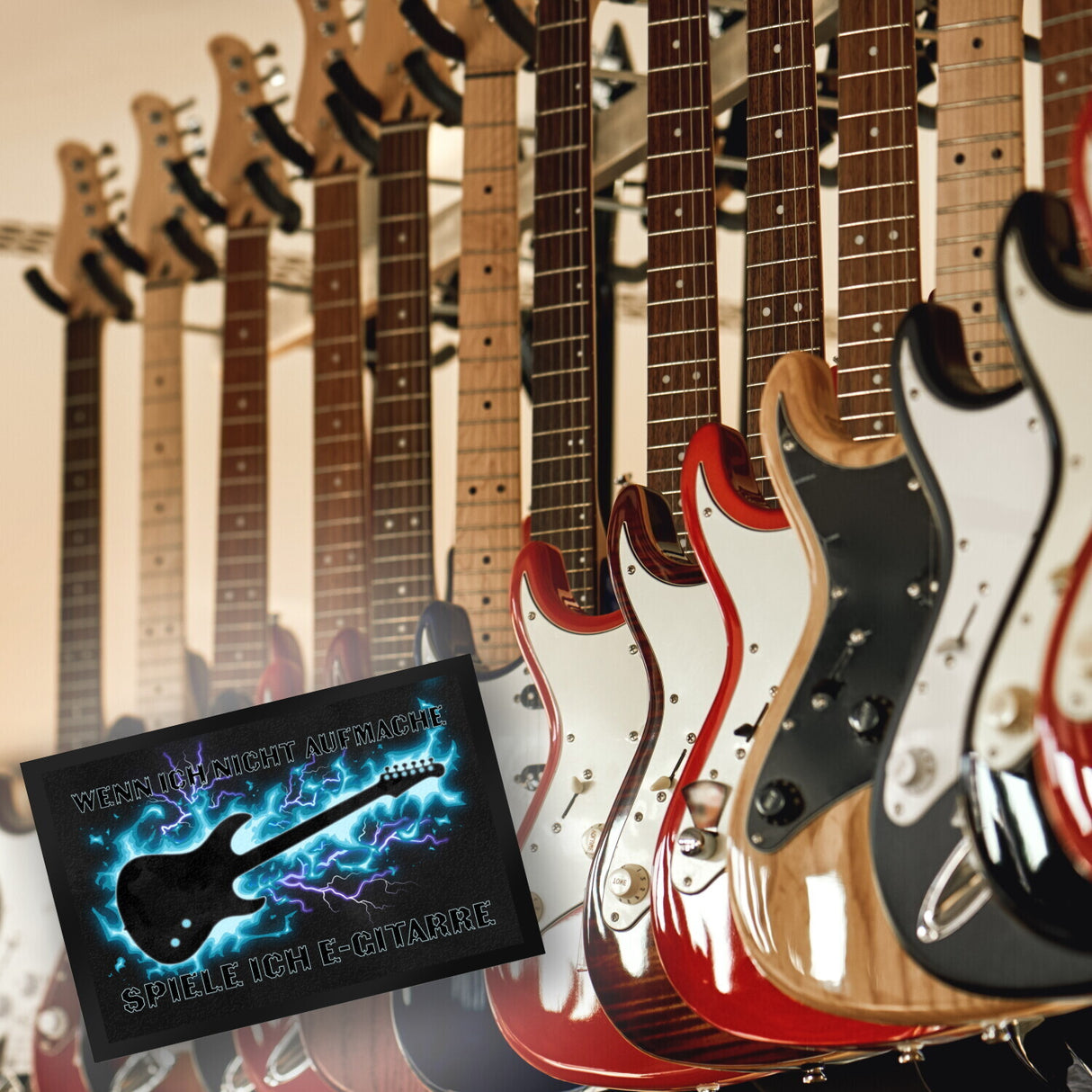 Wenn ich nicht aufmache, spiele ich E-Gitarre Fußmatte für Gitarristen